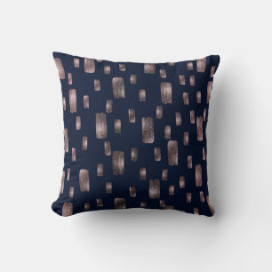 Coussin Pinceau Moderne Peinture Rose Gold & Bleu Nuit Pai