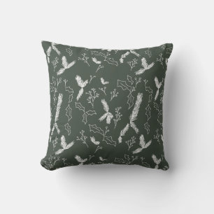 Coussin Pine botanique de Noël Berry Green