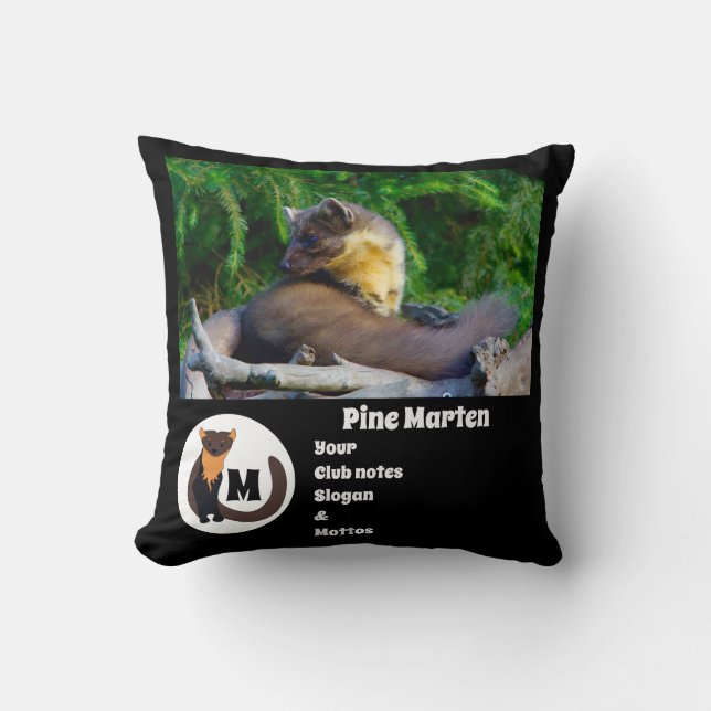 Coussin Pine Marten Photo Nom du monogramme (Recto)