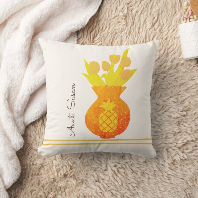Coussin Pineappy Tulip Moderne Floral Élégant Nom de la ta (Couverture)