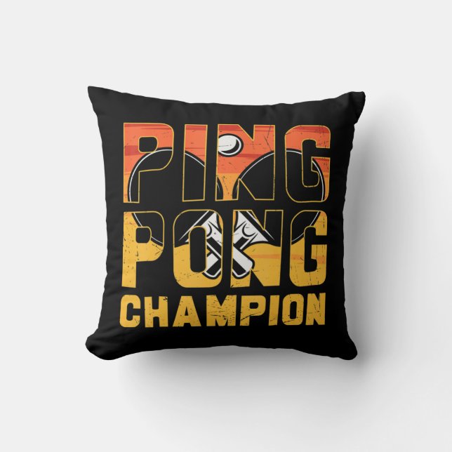 Coussin Ping Pong Champion Retro Tennis De Table (Recto)