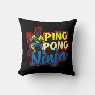 Coussin Ping Pong Ninja Design Table Tennis  