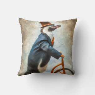 Coussin Pingouin Avec Chapeau Haut Et Lame À Vélo