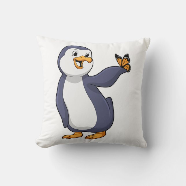 Coussin Pingouin avec papillon (Recto)