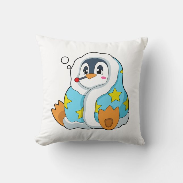 Coussin Pingouin avec thermomètre clinique (Recto)