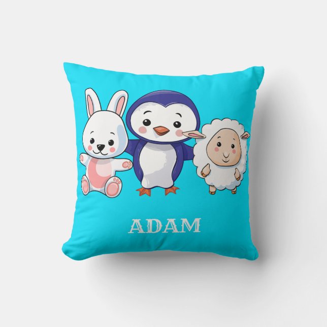Coussin Pingouin bébé mignon et amis (Recto)