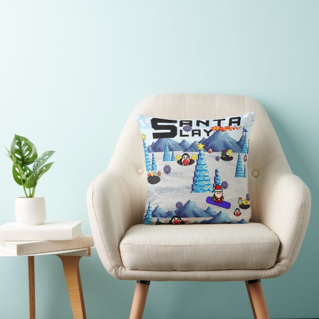 Coussin Pingouin de l'équipe de snowboard père Noël de Mik (Chaise)