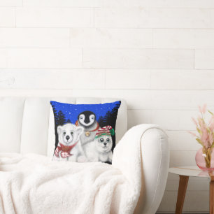 Coussin Pingouin de Noël bébé phoque de l'ours polaire