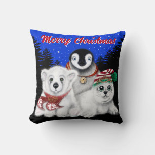 Coussin Pingouin de Noël bébé phoque de l'ours polaire