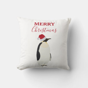 Coussin Pingouin de Noël drôle animal avec chapeau de Père
