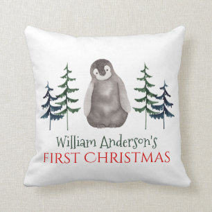 Coussin Pingouin et arbre de Noël personnalisés 