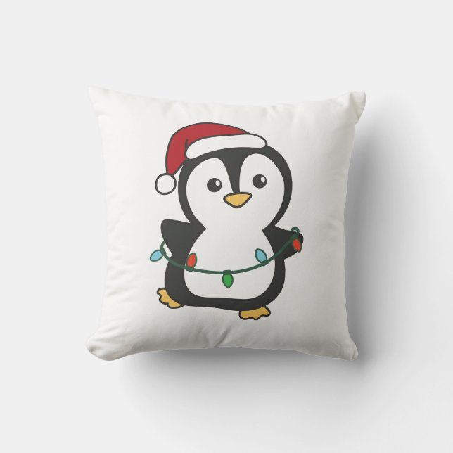 Coussin Pingouin Noël Animaux d'hiver Pingouines de vacanc (Recto)