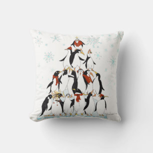 Coussin Pingouin Noël Arbre amusant Dessin de vacances