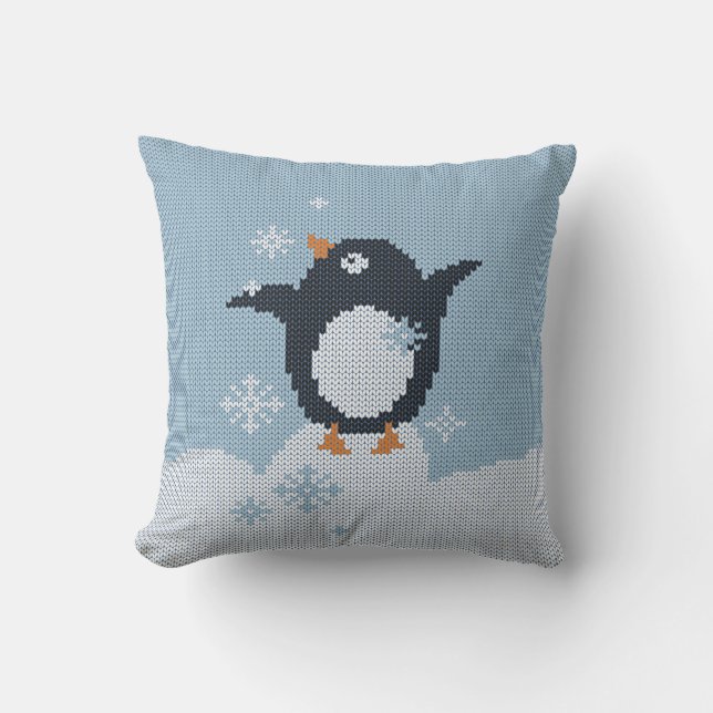 Coussin Pingouin nue flocons de neige Fêtes d'hiver (Recto)