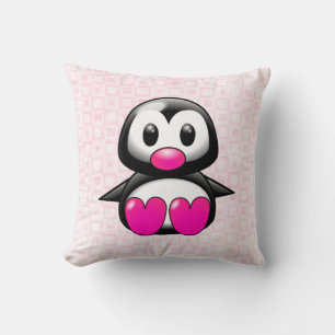 Coussin Pingouin rose mou