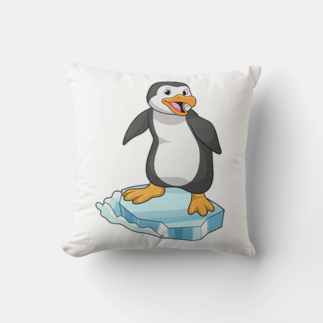 Coussin Pingouin sur glace floc (Recto)