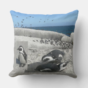 Coussin Pingouins mignons Collage Jeu d'oreiller