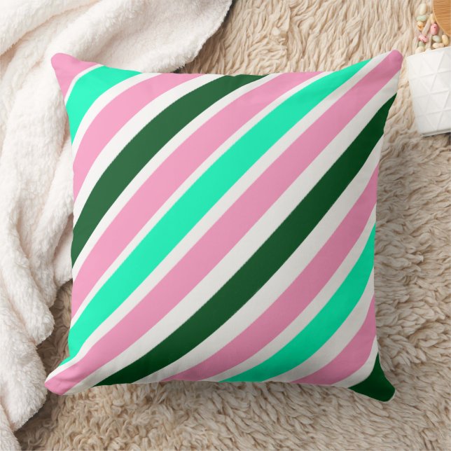 Coussin Pink and Green Christmas Candy Stripes  (Couverture)