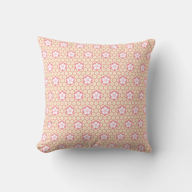 Coussin Pink and Peach Light Motif Floral moderne (Recto)