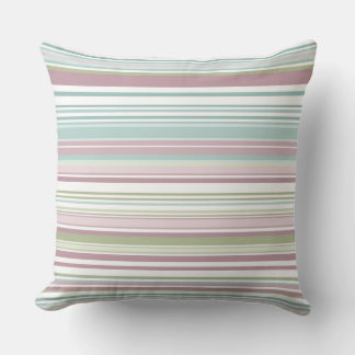 Coussin Pink, Aqua, mint, spring rain and mauve stripes