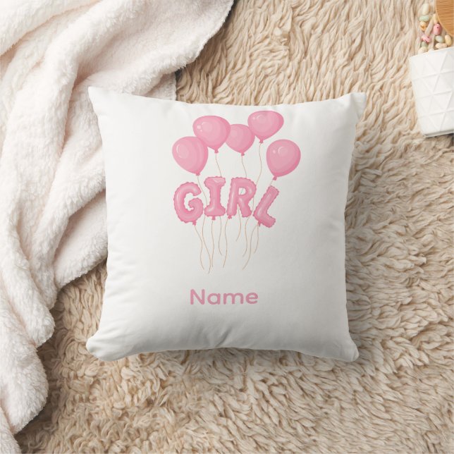 Coussin Pink Baby Girl Balloon Celebration - Cute Nursery  (Couverture)