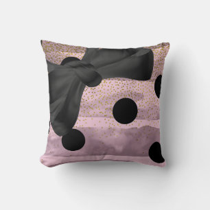 Coussin Pink & Black Gold Pois Chic Bow Trendy Glam