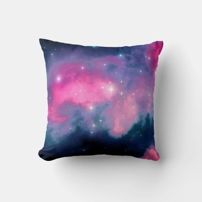Coussin Pink & Blue Galaxy & Stars Abstract (Recto)