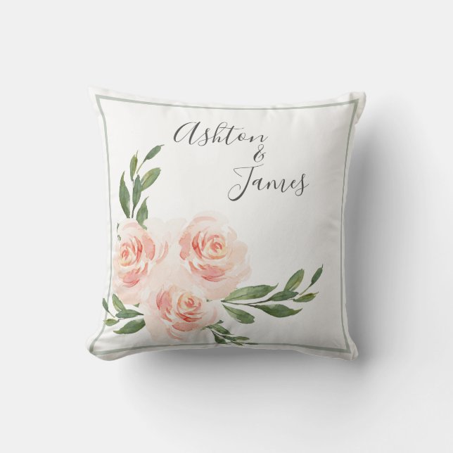 Coussin Pink Blush Romantic Noms Garder Mariage (Recto)