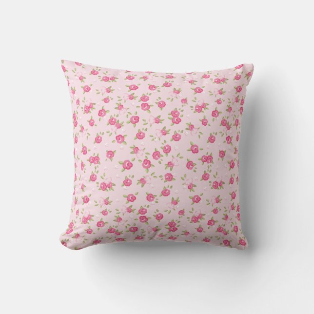 Coussin Pink Chic Vintage Floral Print (Recto)