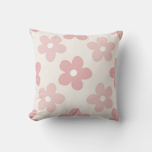 Coussin Pink Cream Daisy Flowers Retro Pattern