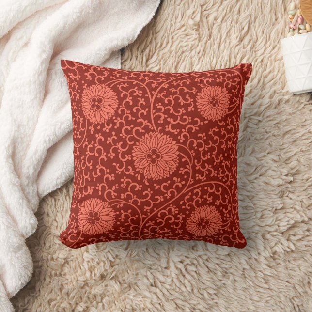 Coussin Pink & Crimson Boho Vintage motif floral (Couverture)