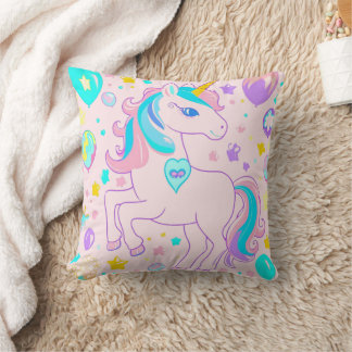 Coussin Pink Cute Rainbow unicorne anniversaire filles enf