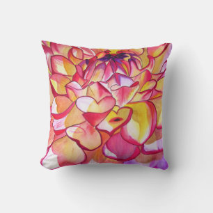 Coussin Pink Dahlia aquarelle art fleur abstraite
