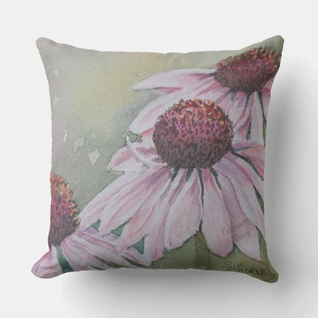 COUSSIN PINK ECHINACEA DAISES FLEURS PATIO (Recto)