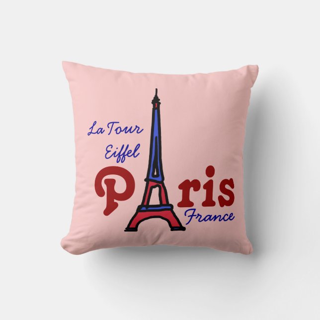 Coussin pink Eiffel Tower Paris France (Recto)