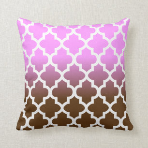 Coussin Pink et Brown Blend Quatrefoil Motif