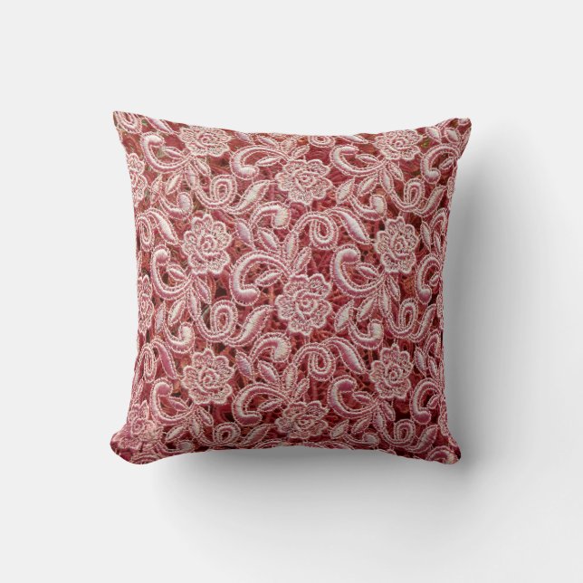 Coussin Pink fine lace texture with seamless beautiful vin (Recto)