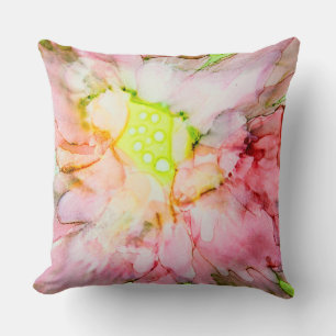 Coussin Pink Flower à Alcohol Ink