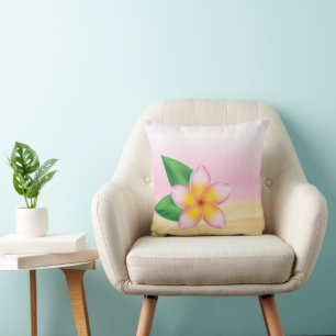 Coussin Pink Frangipani Tropical Flower Beach Thème