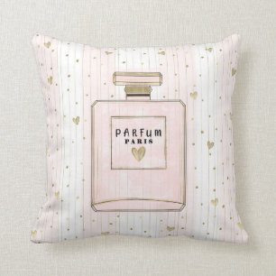 Coussin Pink & Gold Hearts Paris Parfum Chic Mode