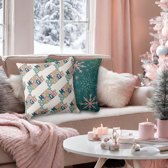 Coussin Pink Green Gold Parties scintillant Joyeux & Brigh (Créateur téléchargé)