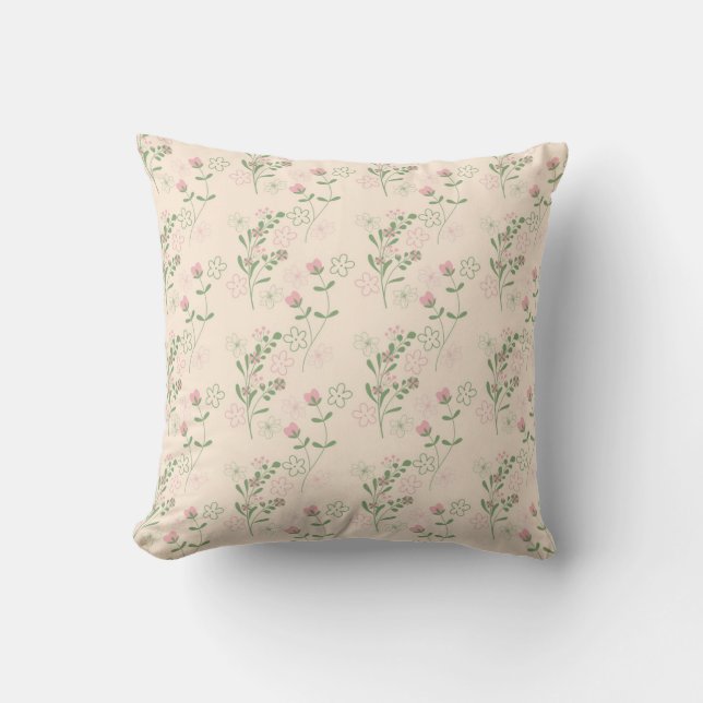 Coussin Pink Green Retro Y2K les années 70 Fleur Motif (Recto)