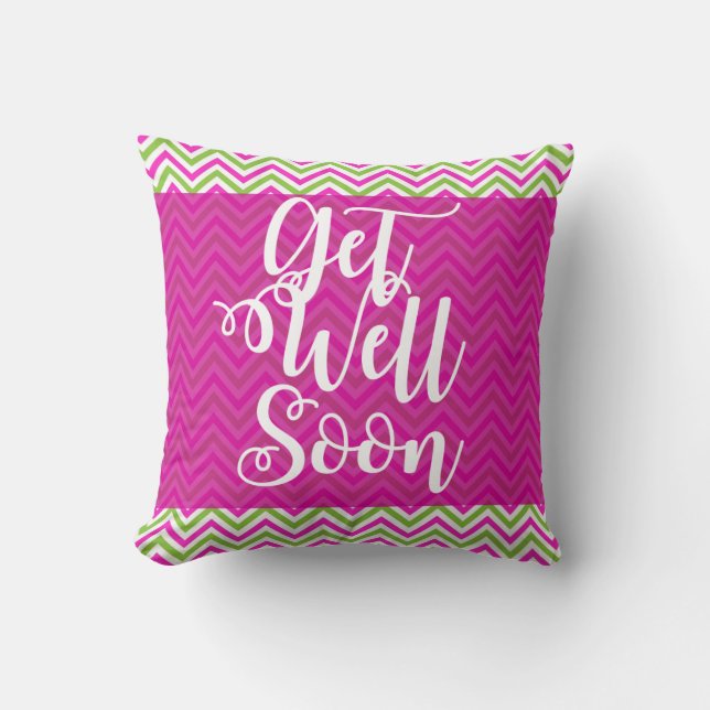 Coussin Pink & Green Strift Get Well Bientôt Cadeau Coussi (Recto)