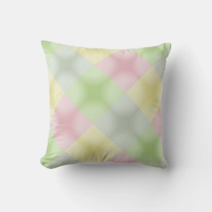 Coussin Pink Green Yellow Pastel Style Jacquard