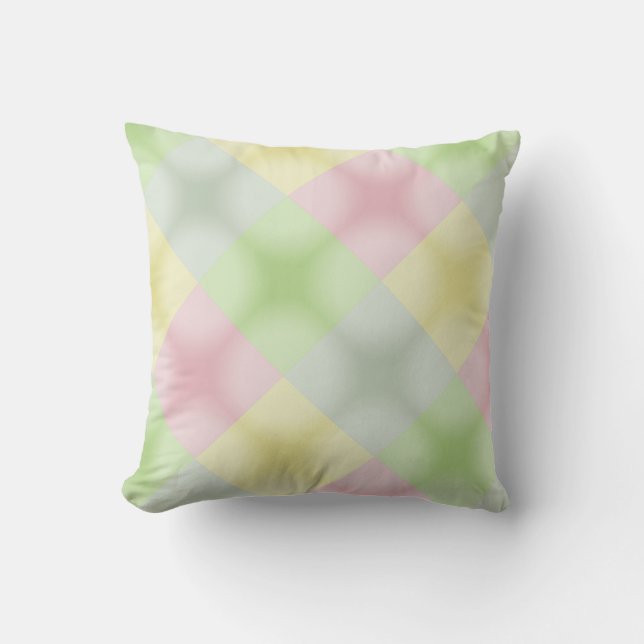 Coussin Pink Green Yellow Pastel Style Jacquard (Recto)