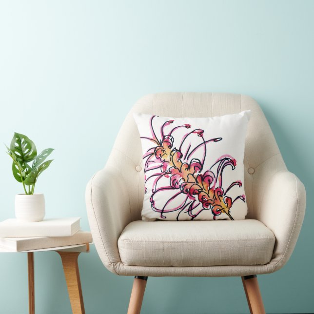 Coussin Pink Grevillea Australian Native Flower (Chaise)