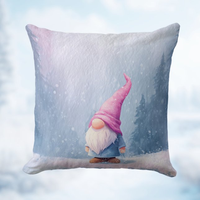 Coussin Pink Hat Winter Gnome (Créateur téléchargé)