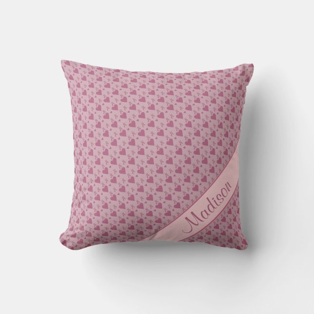 Coussin Pink Hearts Swirl Motif Personnalisé (Recto)