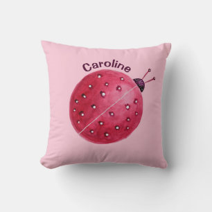 Coussin Pink Ladybug mignon Nom de la fille