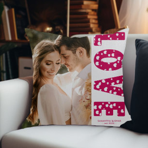 Coussin Pink Love Hearts Couples Photo Valentines